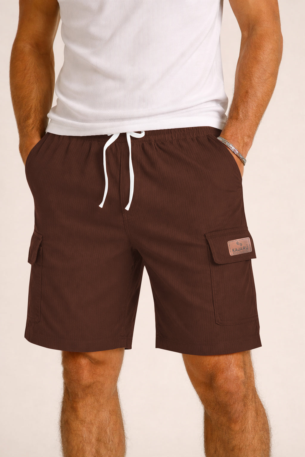 FINGERCROS Urban Corduroy Drawstring Cargo Shorts