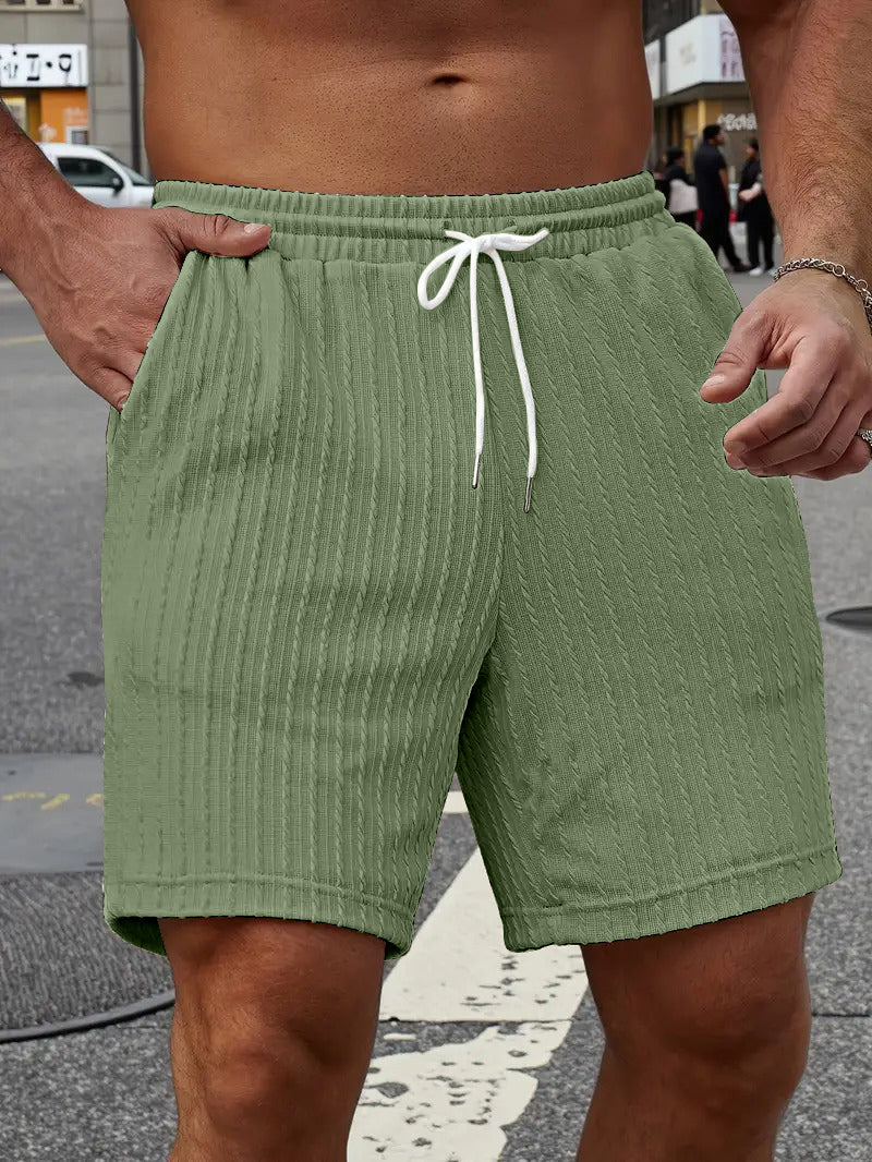 FINGERCROS Men's Cable-Knit Textured Shorts