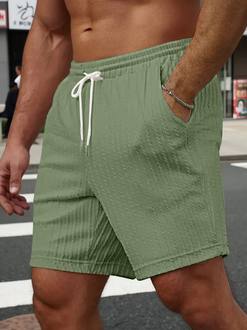 FINGERCROS Men's Cable-Knit Textured Shorts