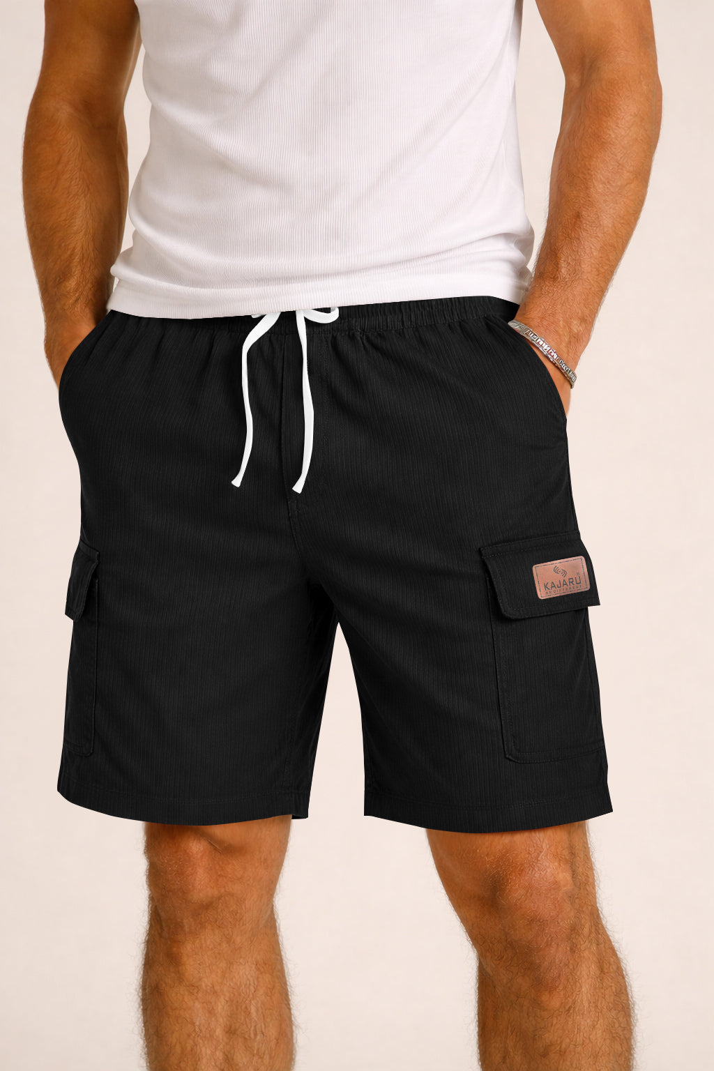 FINGERCROS Urban Corduroy Drawstring Cargo Shorts