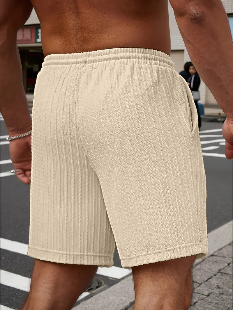 FINGERCROS Men's Cable-Knit Textured Shorts