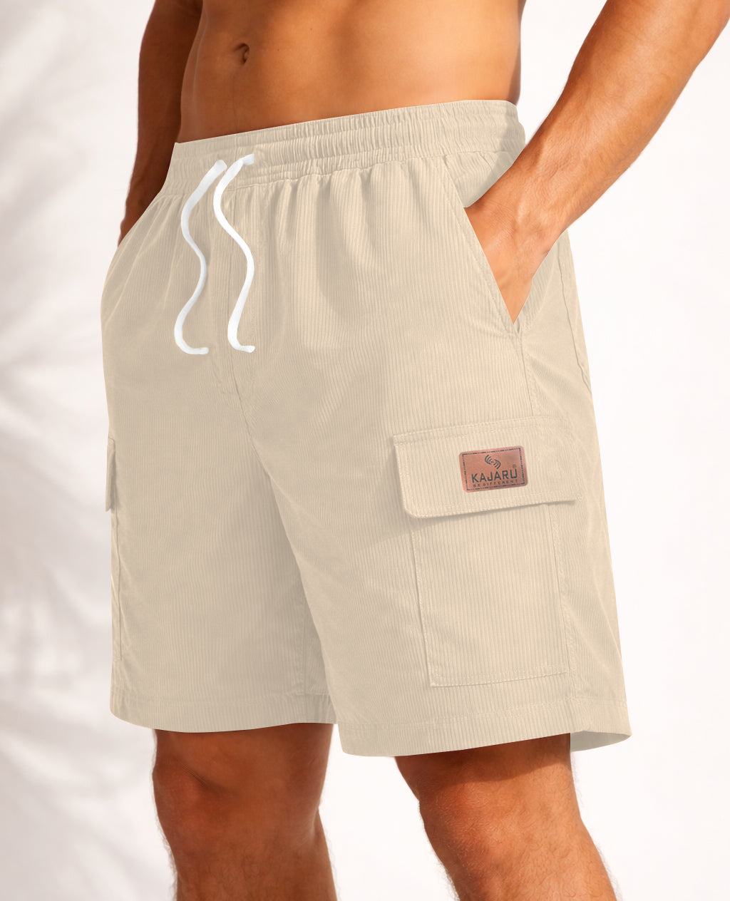 FINGERCROS Urban Corduroy Drawstring Cargo Shorts