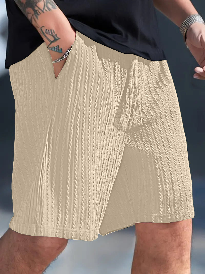 FINGERCROS Men's Cable-Knit Textured Shorts