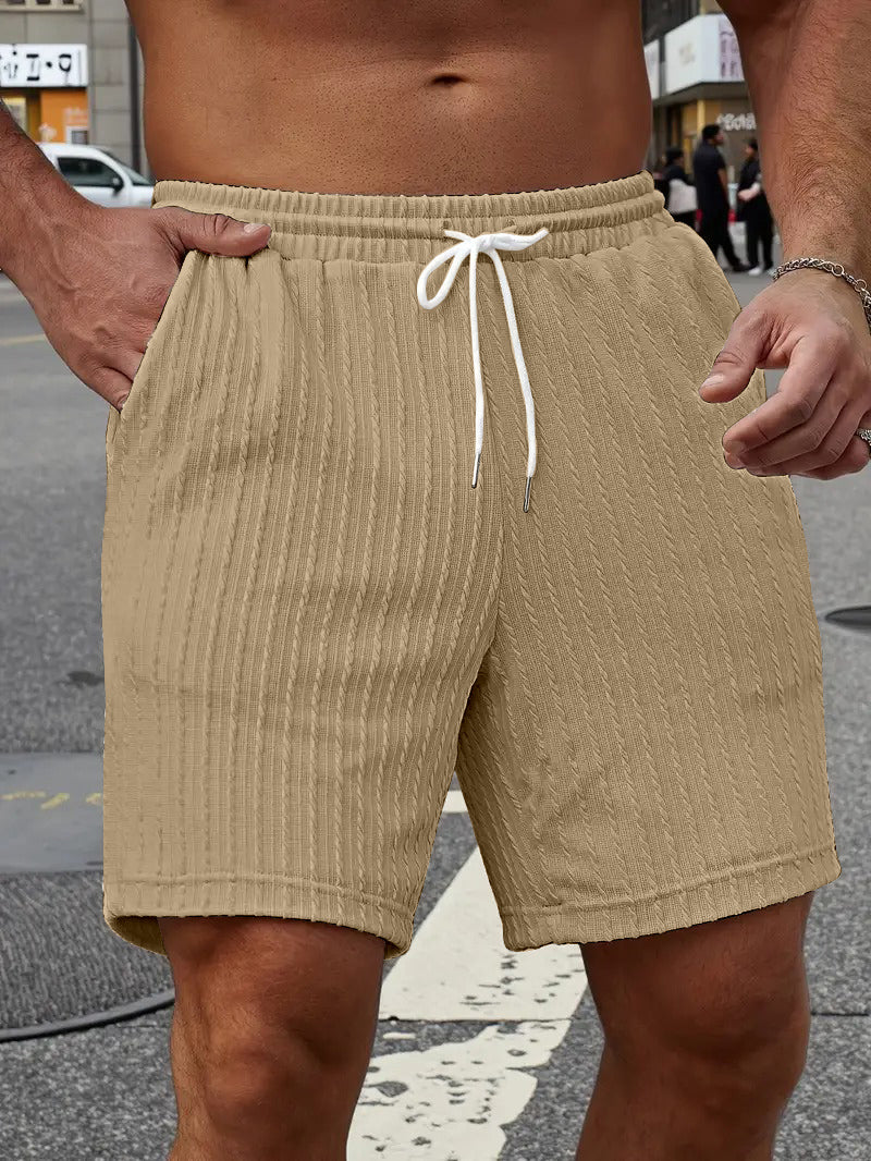 FINGERCROS Men's Cable-Knit Textured Shorts