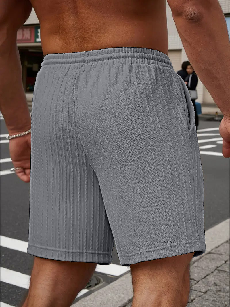 FINGERCROS Men's Cable-Knit Textured Shorts