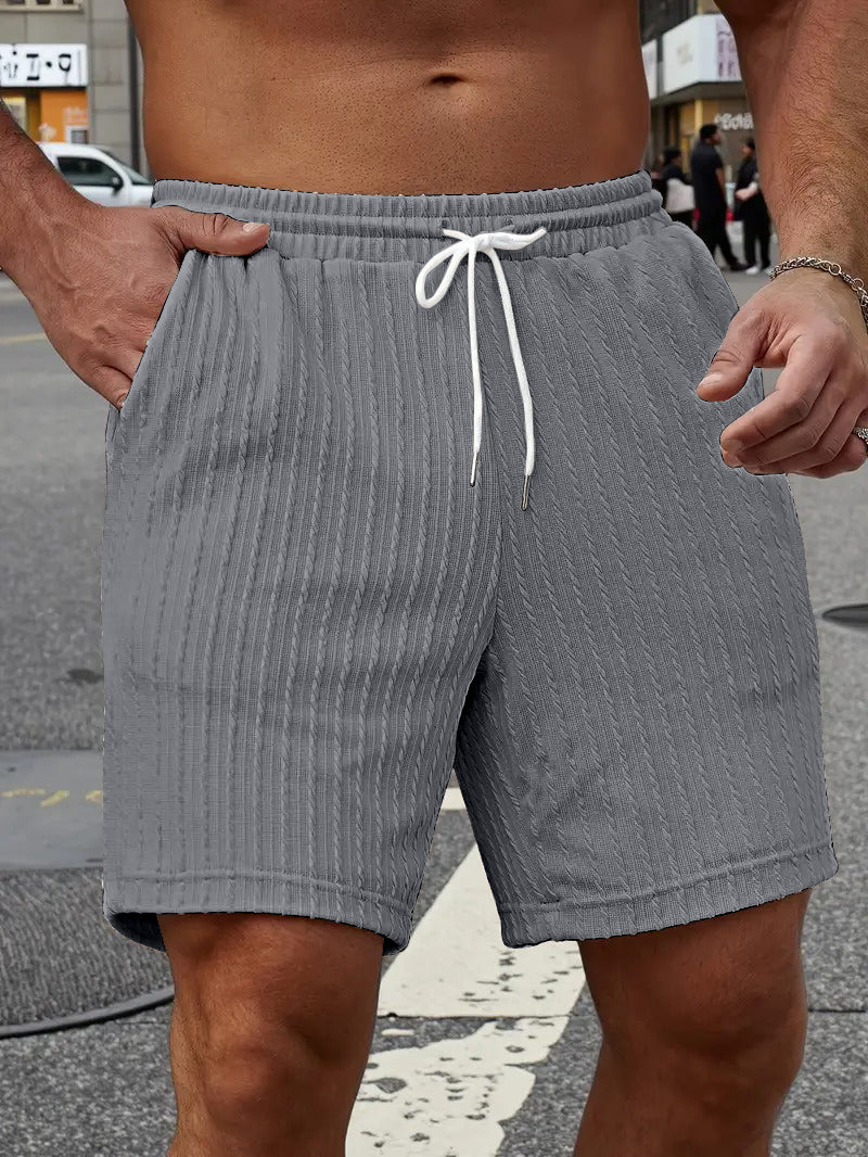 FINGERCROS Men's Cable-Knit Textured Shorts
