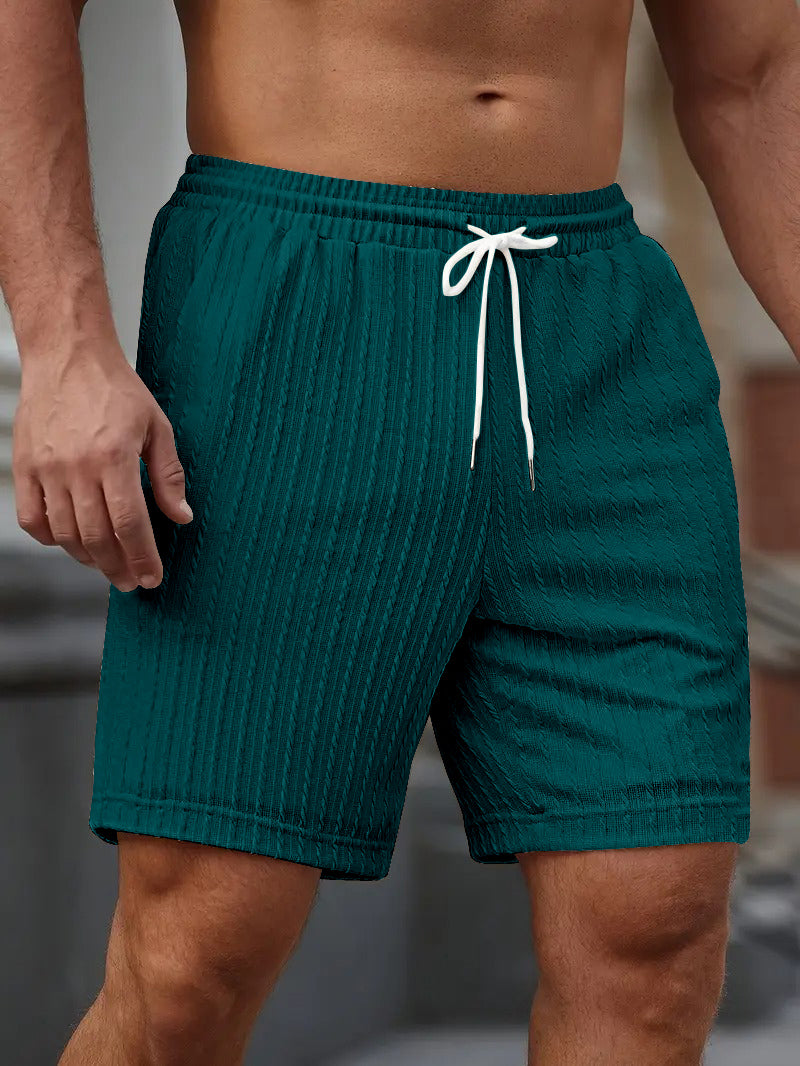 FINGERCROS Men's Cable-Knit Textured Shorts