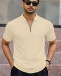 Men’s Textured Knit Quarter-Zip Polo T-Shirt