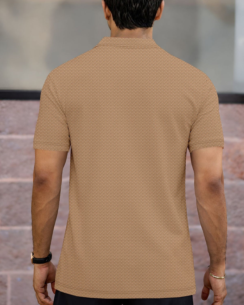 Men’s Textured Knit Quarter-Zip Polo T-Shirt