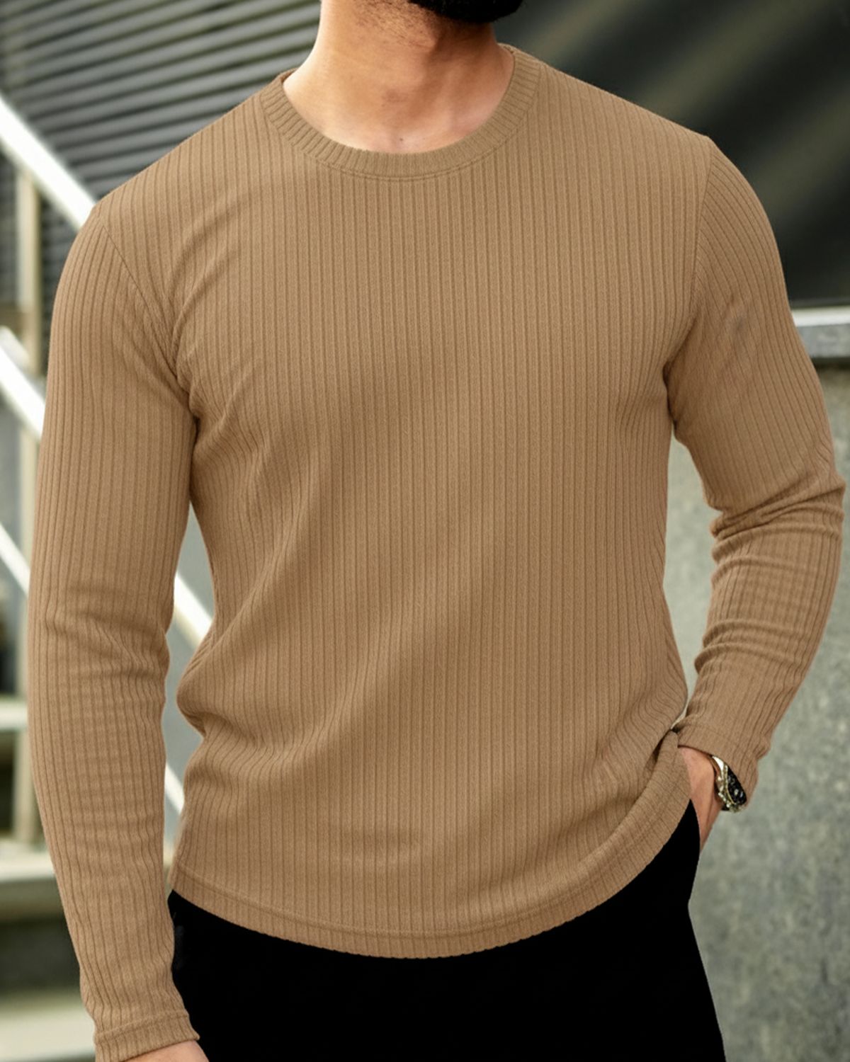 FINGERCROS Men's Premium Fine-Ribbed Full Sleeve T-Shirt