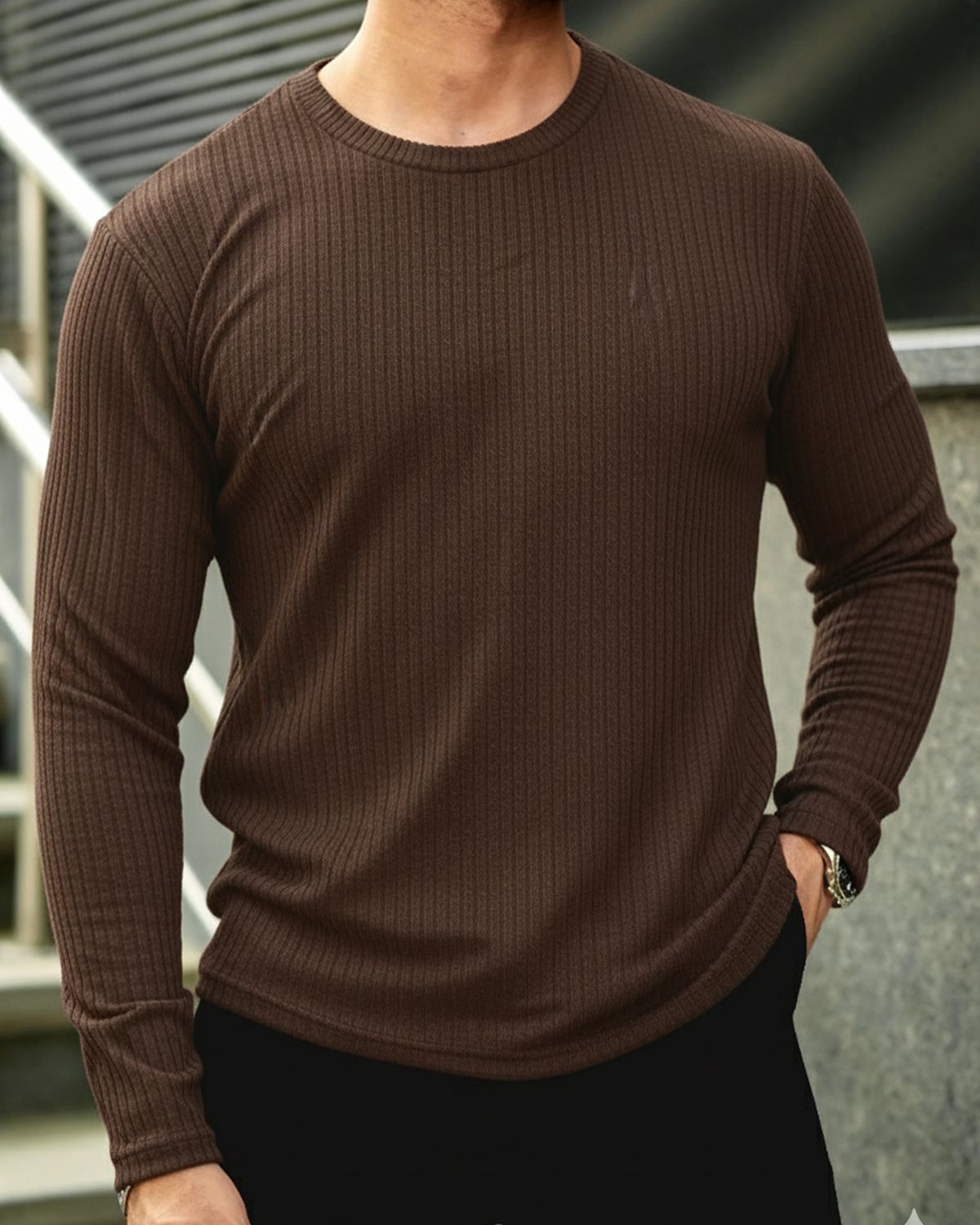 FINGERCROS Men's Premium Fine-Ribbed Full Sleeve T-Shirt