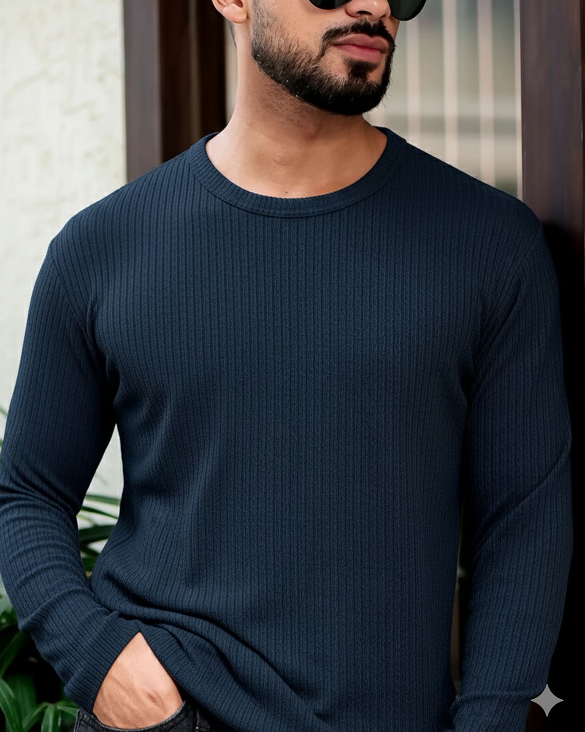 FINGERCROS Men's Premium Fine-Ribbed Full Sleeve T-Shirt