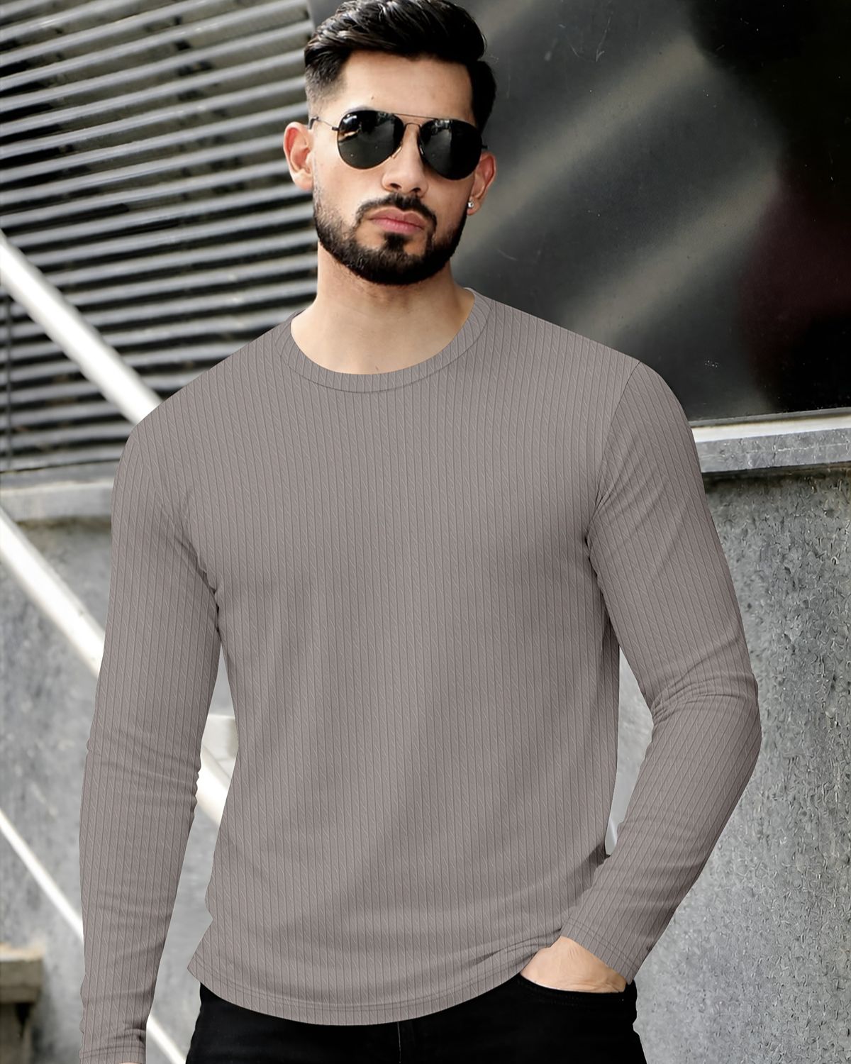 FINGERCROS Men's Premium Fine-Ribbed Full Sleeve T-Shirt