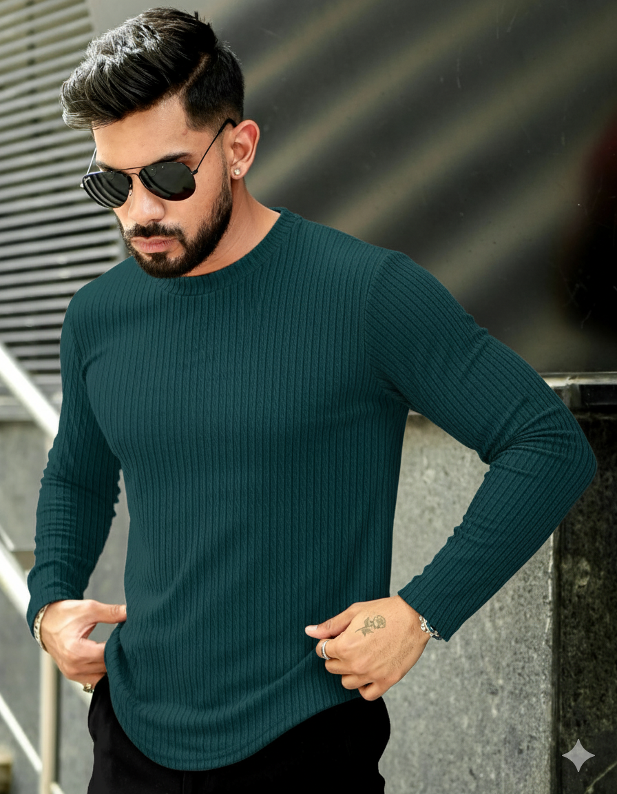 FINGERCROS Men's Premium Fine-Ribbed Full Sleeve T-Shirt