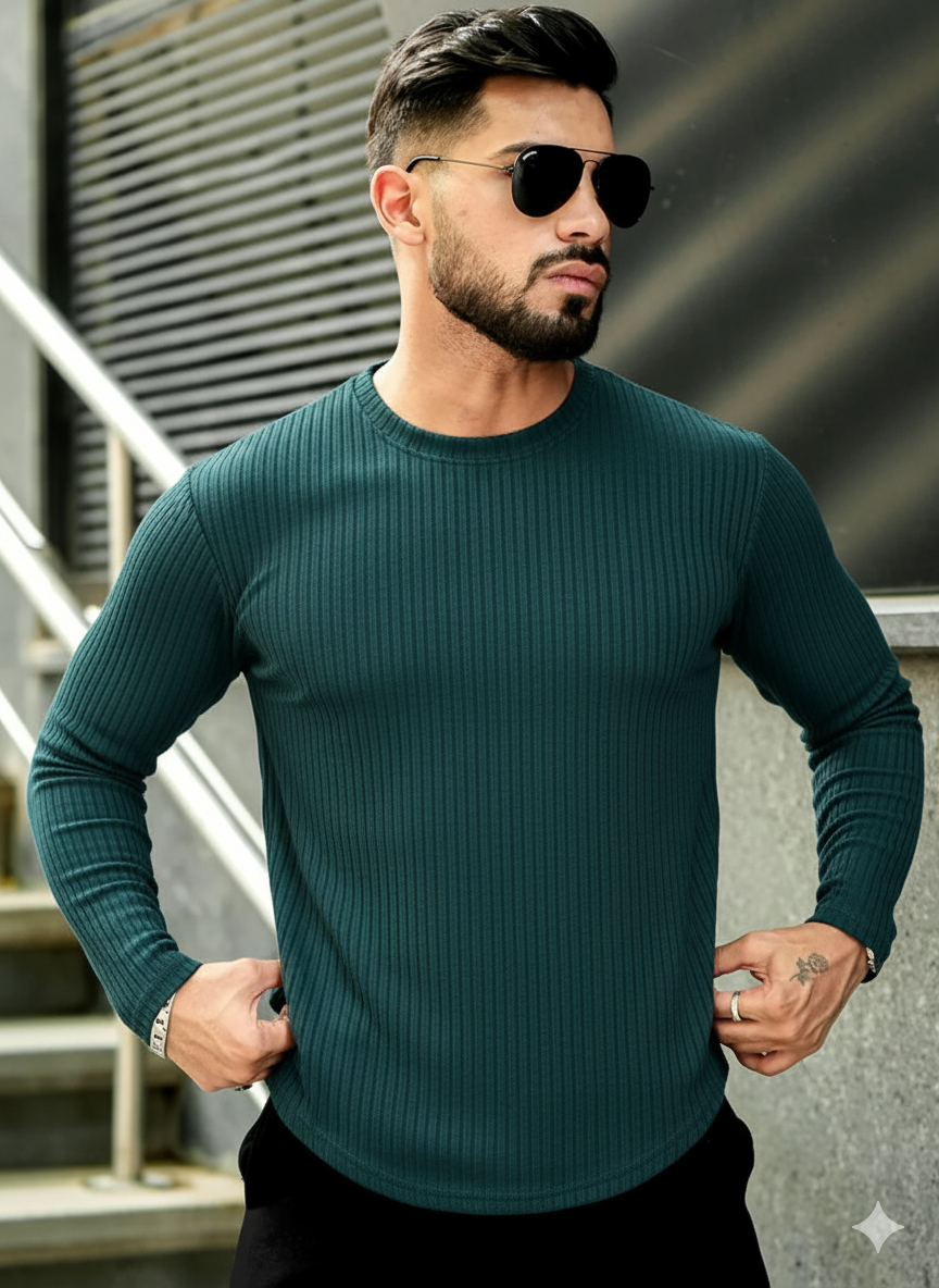 FINGERCROS Men's Premium Fine-Ribbed Full Sleeve T-Shirt