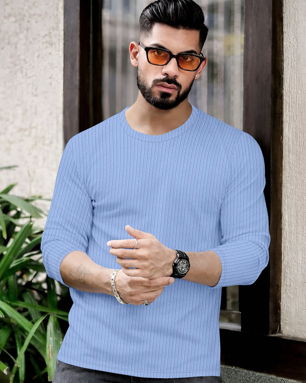 FINGERCROS Men's Premium Fine-Ribbed Full Sleeve T-Shirt
