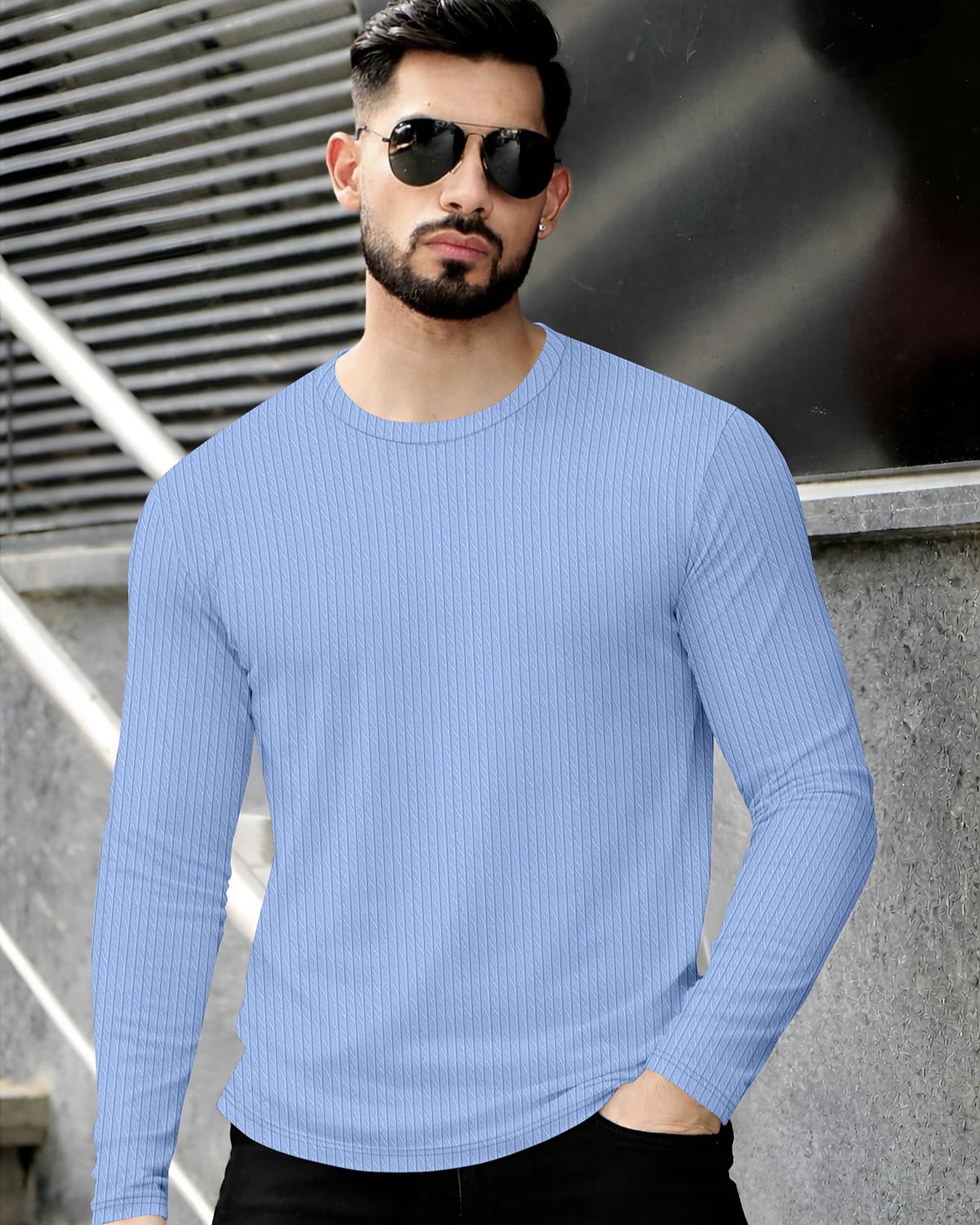 FINGERCROS Men's Premium Fine-Ribbed Full Sleeve T-Shirt