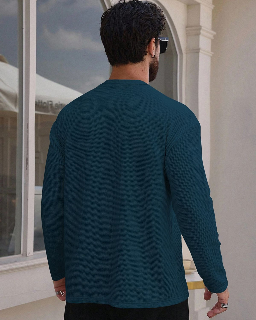 FINGERCROS Men's Premium Waffle Knit Full Sleeve T-Shirt