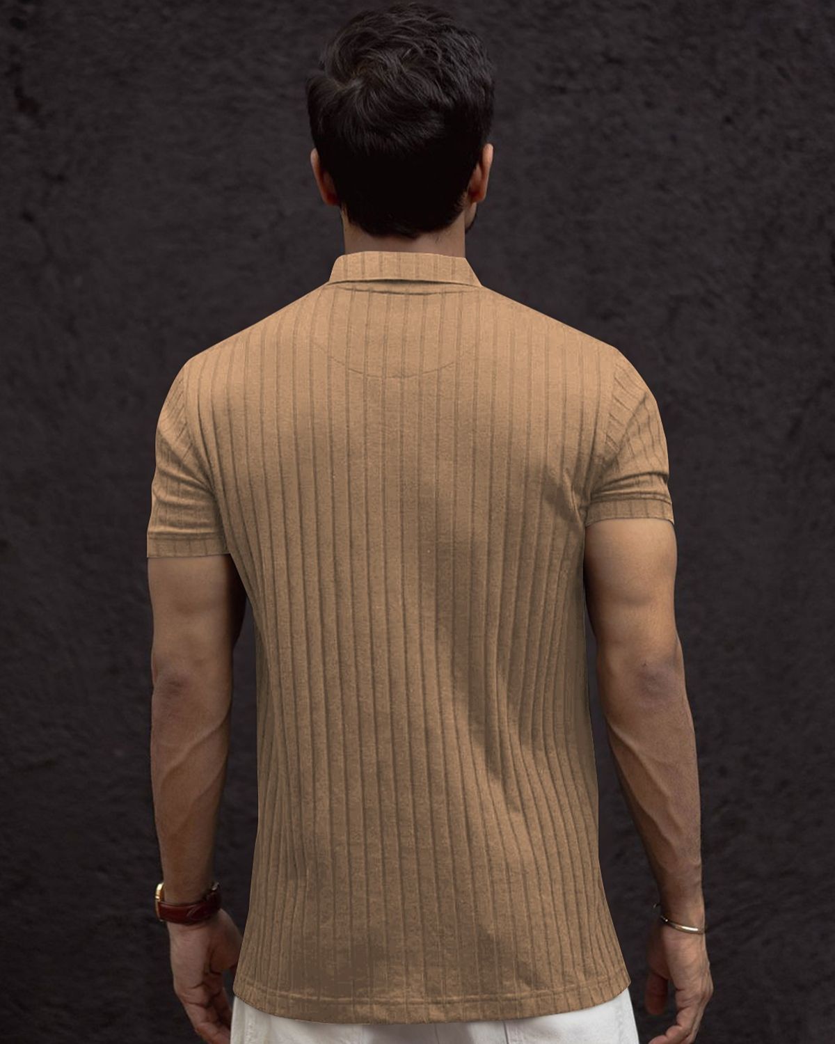 FINGERCROS Men’s Premium Ribbed Polo Neck T-Shirt