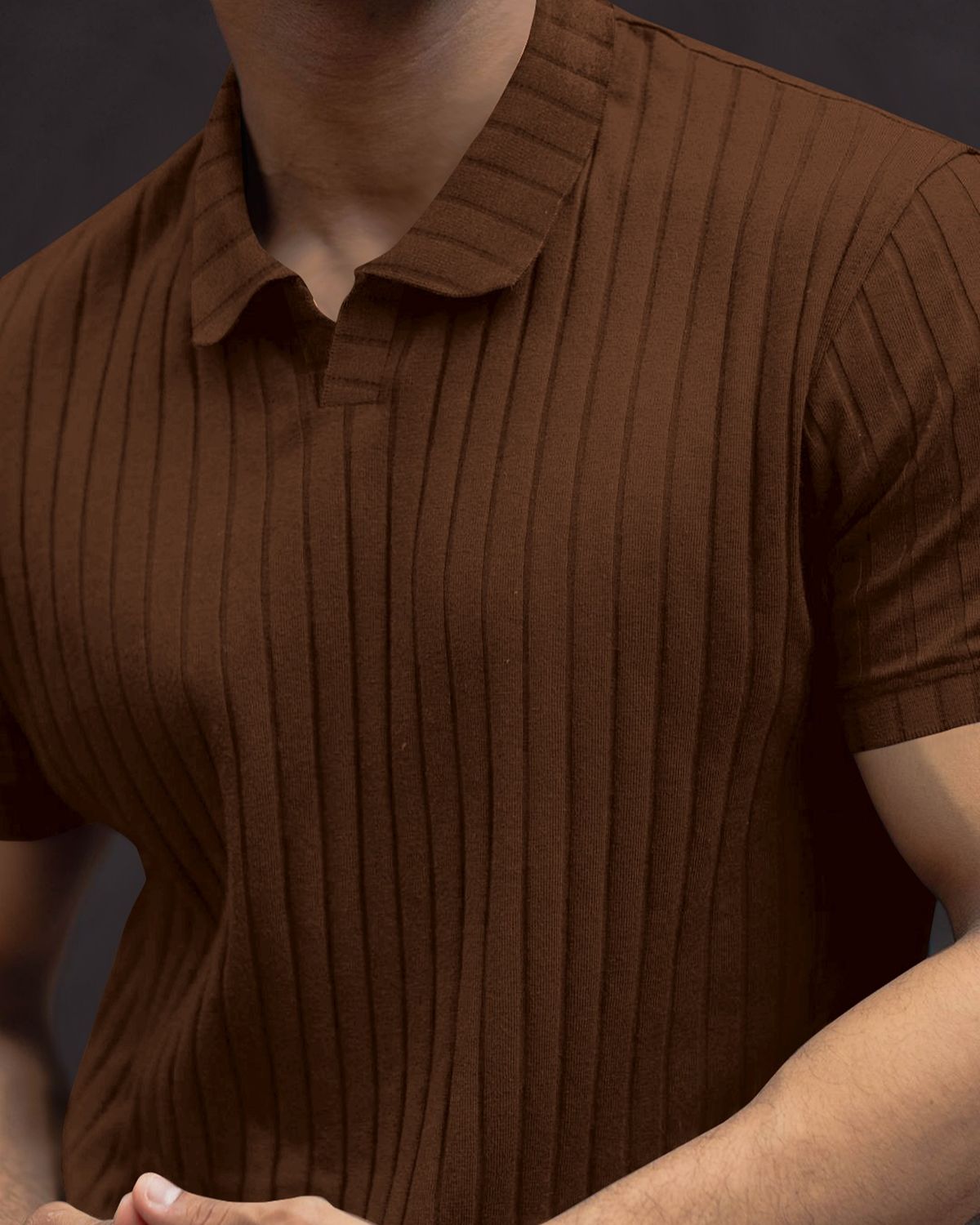 FINGERCROS Men’s Premium Ribbed Polo Neck T-Shirt