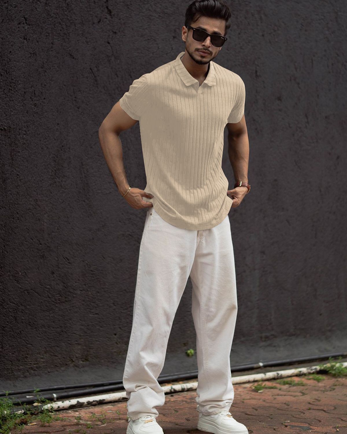 FINGERCROS Men’s Premium Ribbed Polo Neck T-Shirt
