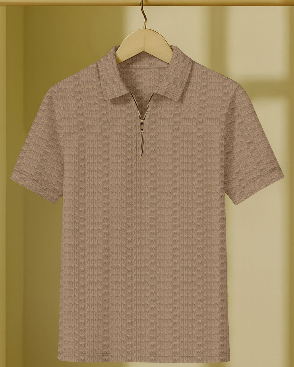 FINGERCROS Men’s Premium Textured Zipper Polo