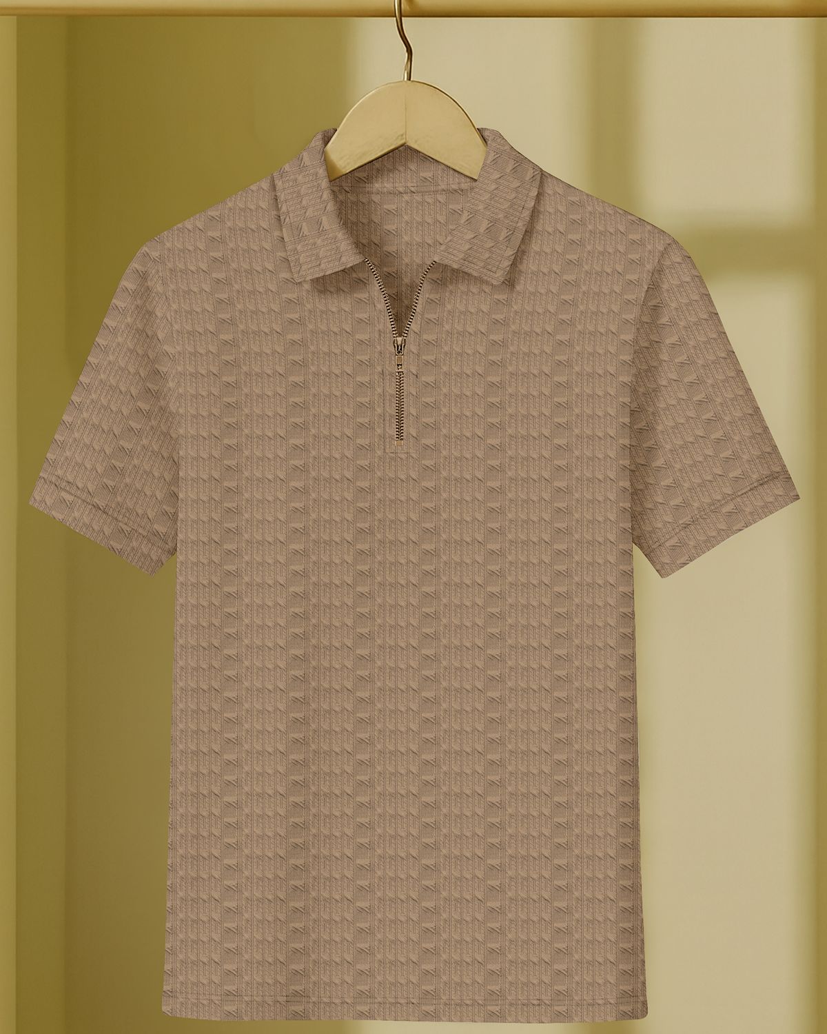FINGERCROS Men’s Premium Textured Zipper Polo