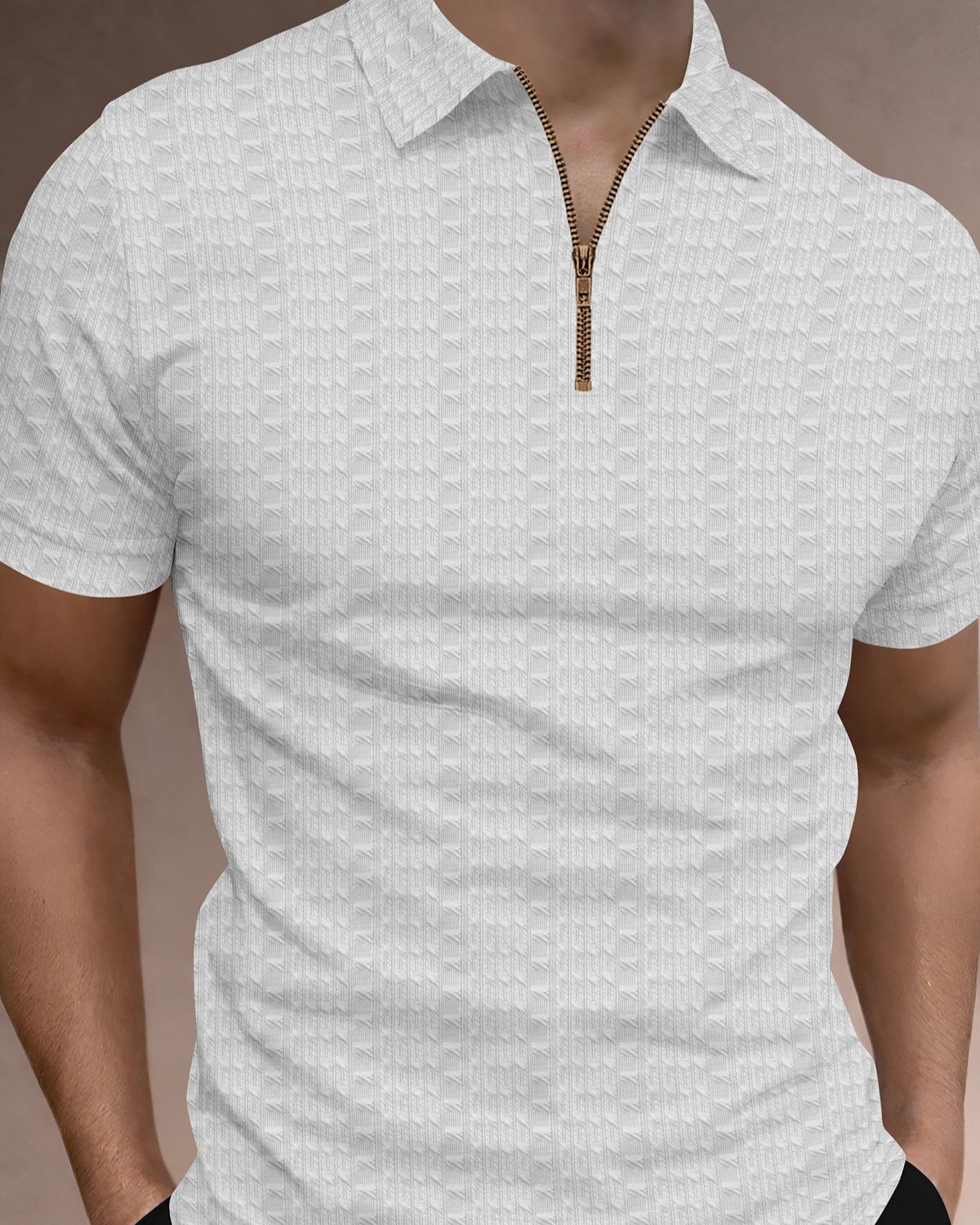 FINGERCROS Men’s Premium Textured Zipper Polo