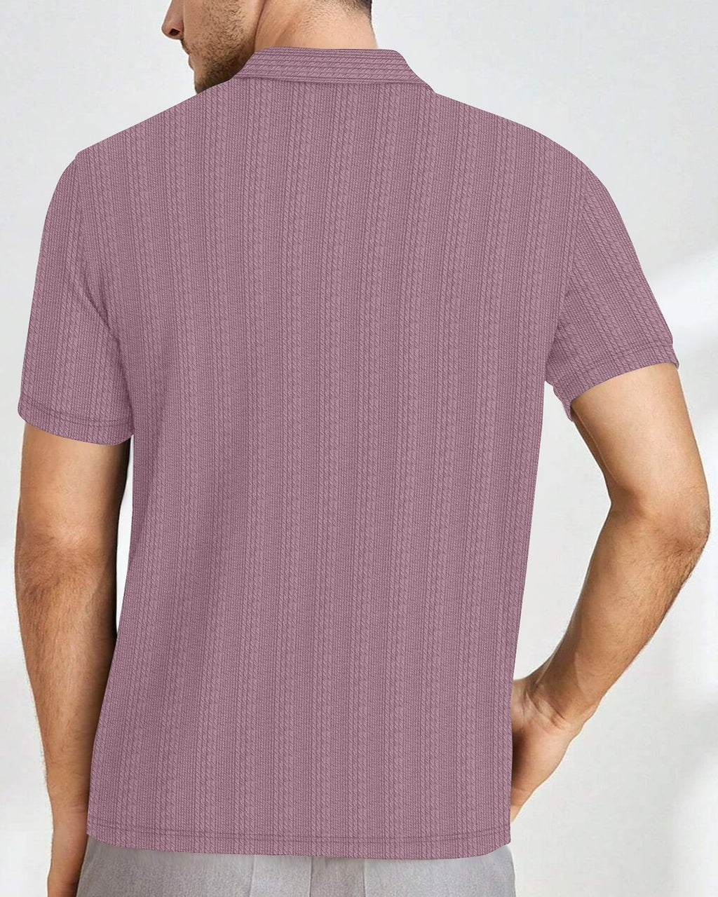Men’s Textured Knit Quarter-Zip Polo T-Shirt