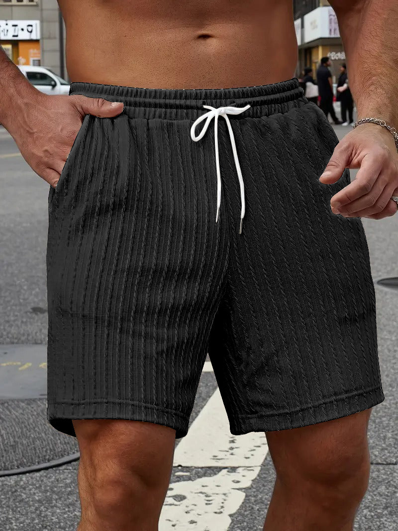 FINGERCROS Men's Cable-Knit Textured Shorts