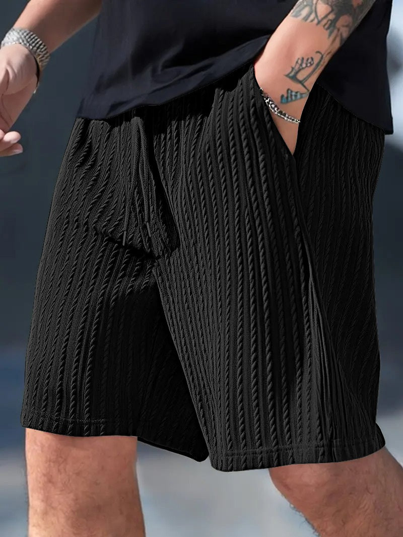 FINGERCROS Men's Cable-Knit Textured Shorts