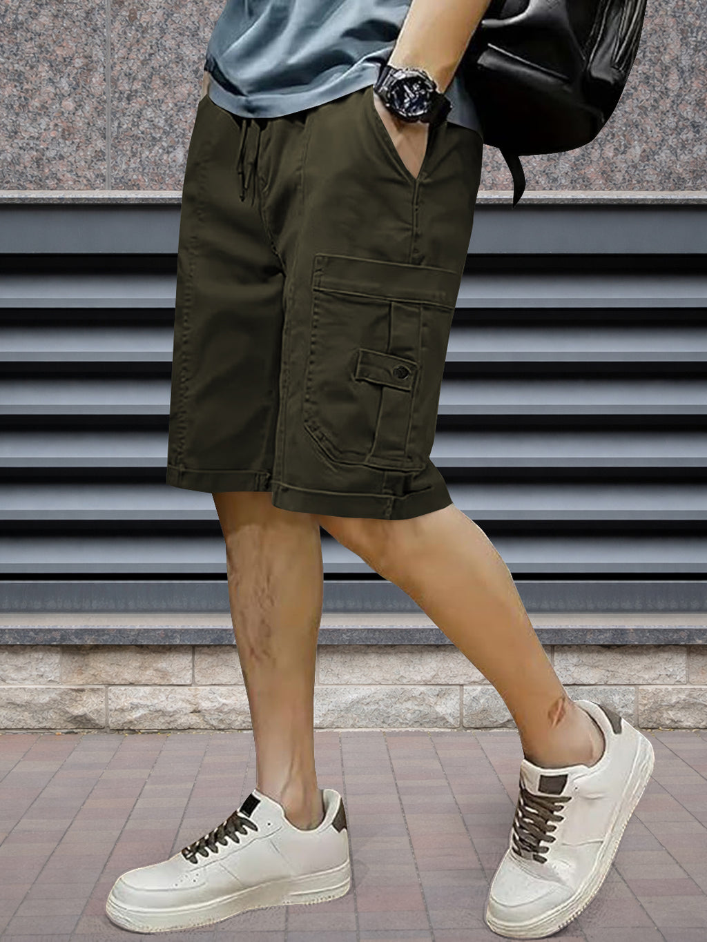 FINGERCROS Men's Premium Pocket Flaps Cargo Shorts
