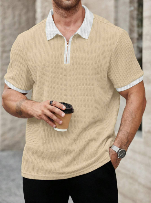 (TESTING) Men Colourblocked Polo Collar T-shirt