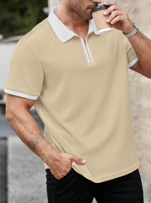 (TESTING) Men Colourblocked Polo Collar T-shirt