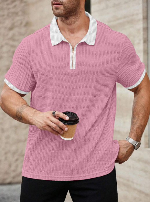 (TESTING) Men Colourblocked Polo Collar T-shirt