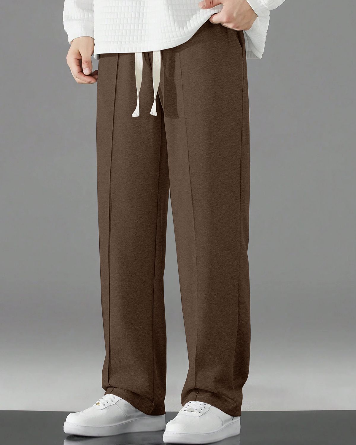 FINGERCROS Men's Premium Relaxed-Fit Pin-Stitched Drawstring Trousers