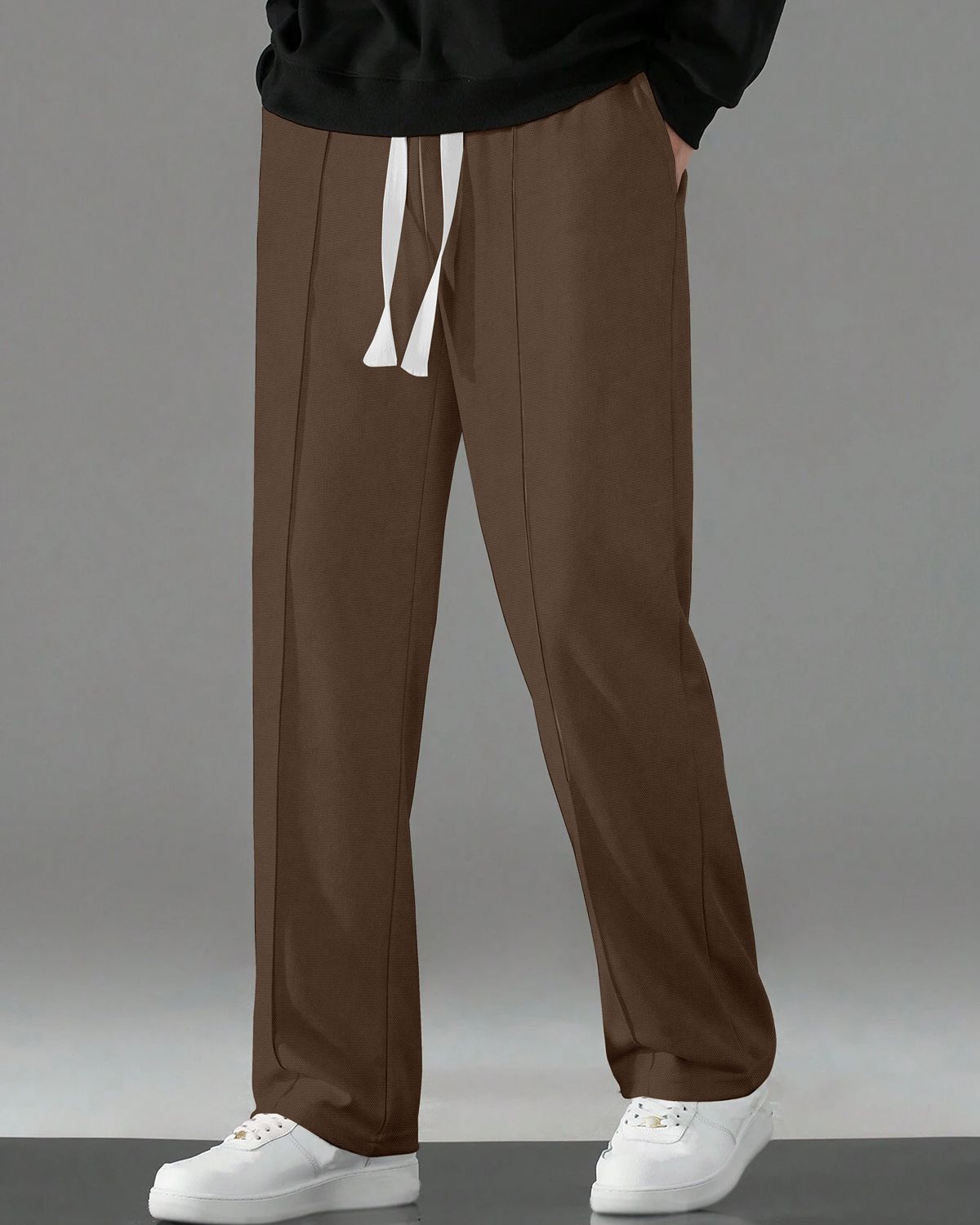 FINGERCROS Men's Premium Relaxed-Fit Pin-Stitched Drawstring Trousers