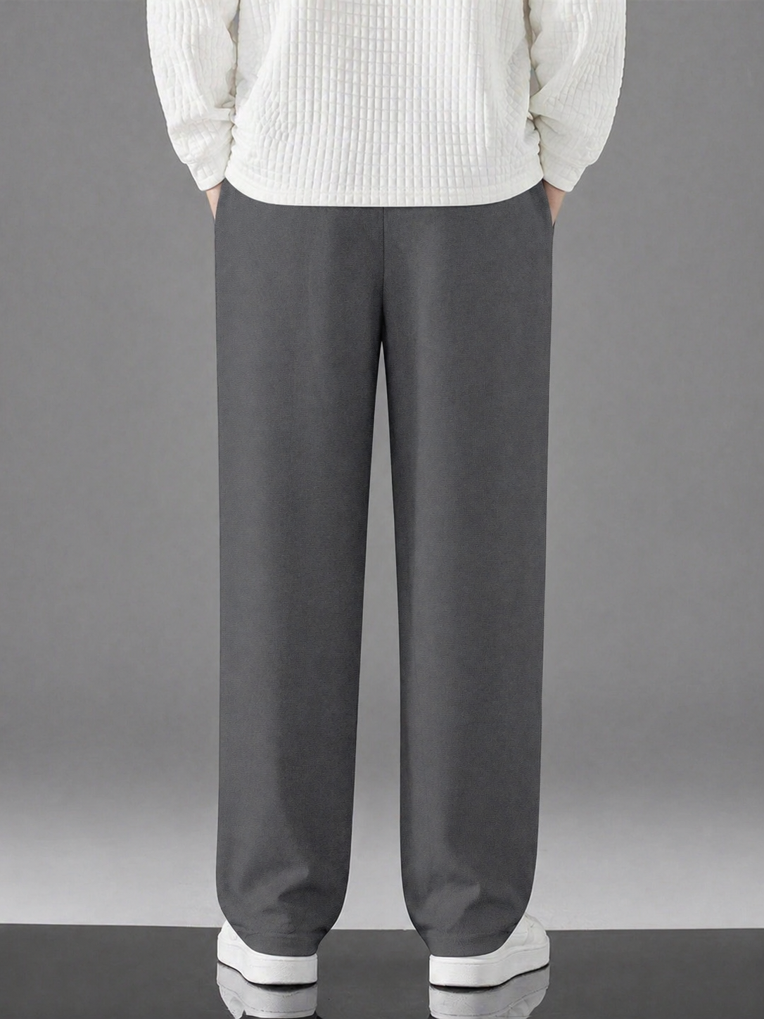 FINGERCROS Men's Premium Relaxed-Fit Pin-Stitched Drawstring Trousers