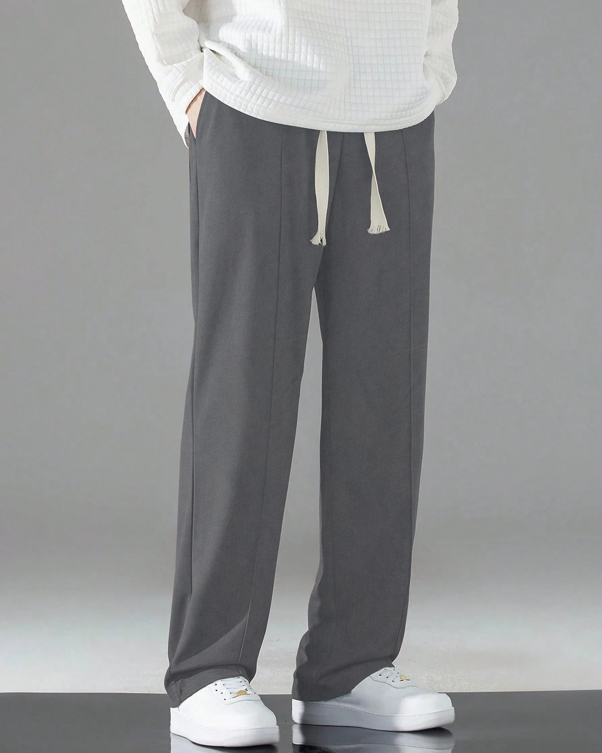 FINGERCROS Men's Premium Relaxed-Fit Pin-Stitched Drawstring Trousers