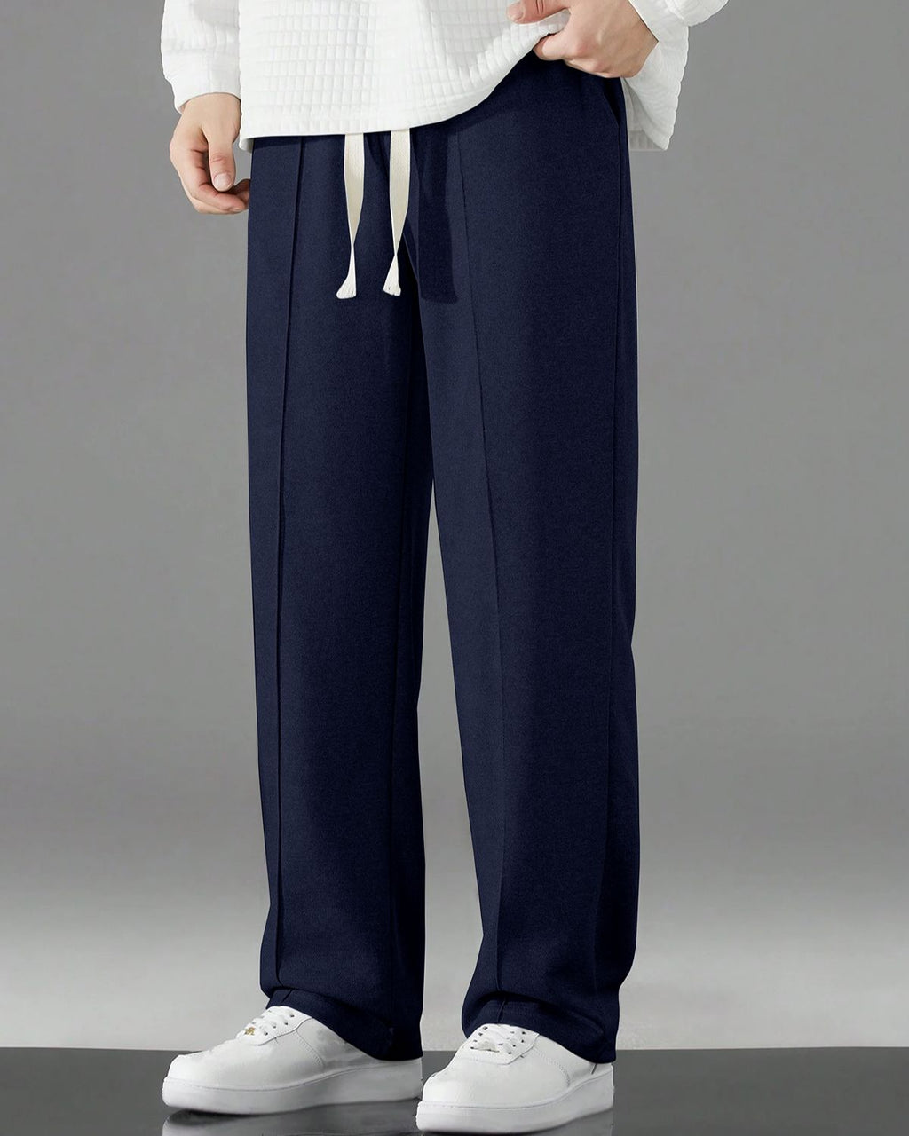 FINGERCROS Men's Premium Relaxed-Fit Pin-Stitched Drawstring Trousers