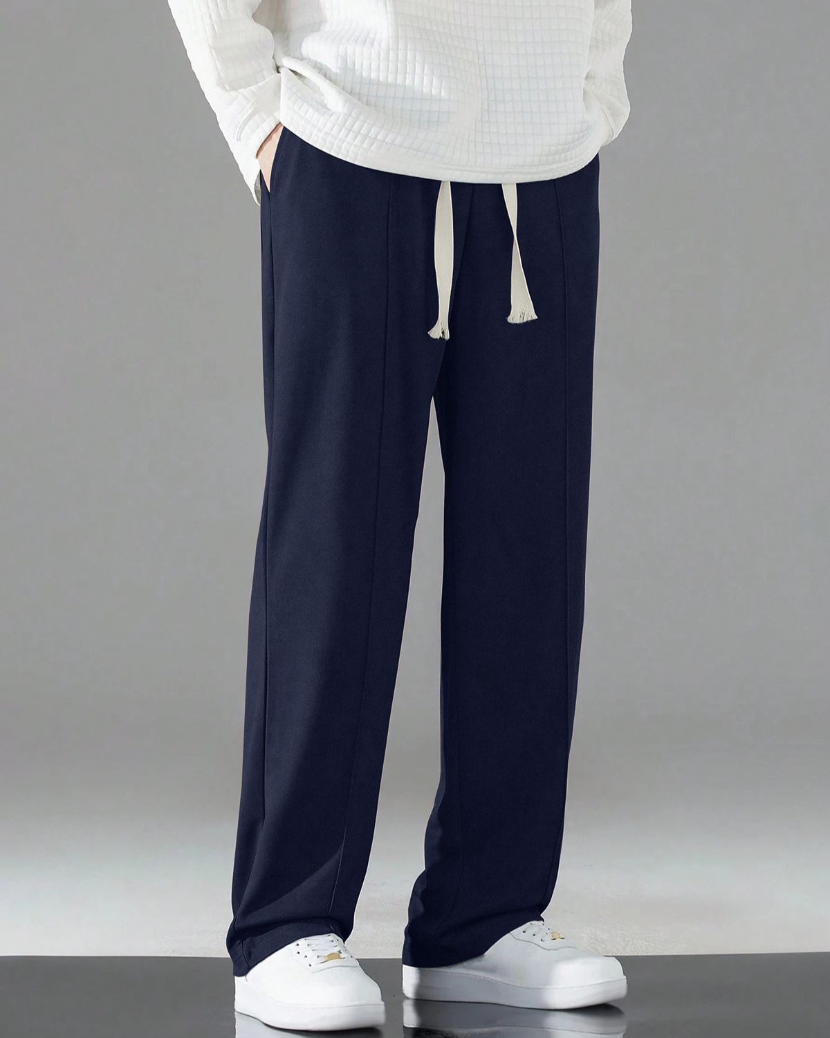 FINGERCROS Men's Premium Relaxed-Fit Pin-Stitched Drawstring Trousers