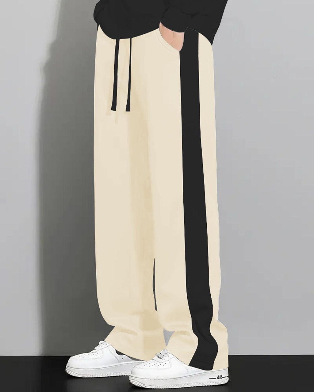 FINGERCROS Men's Premium Relaxed-Fit Side-Striped Drawstring Trousers