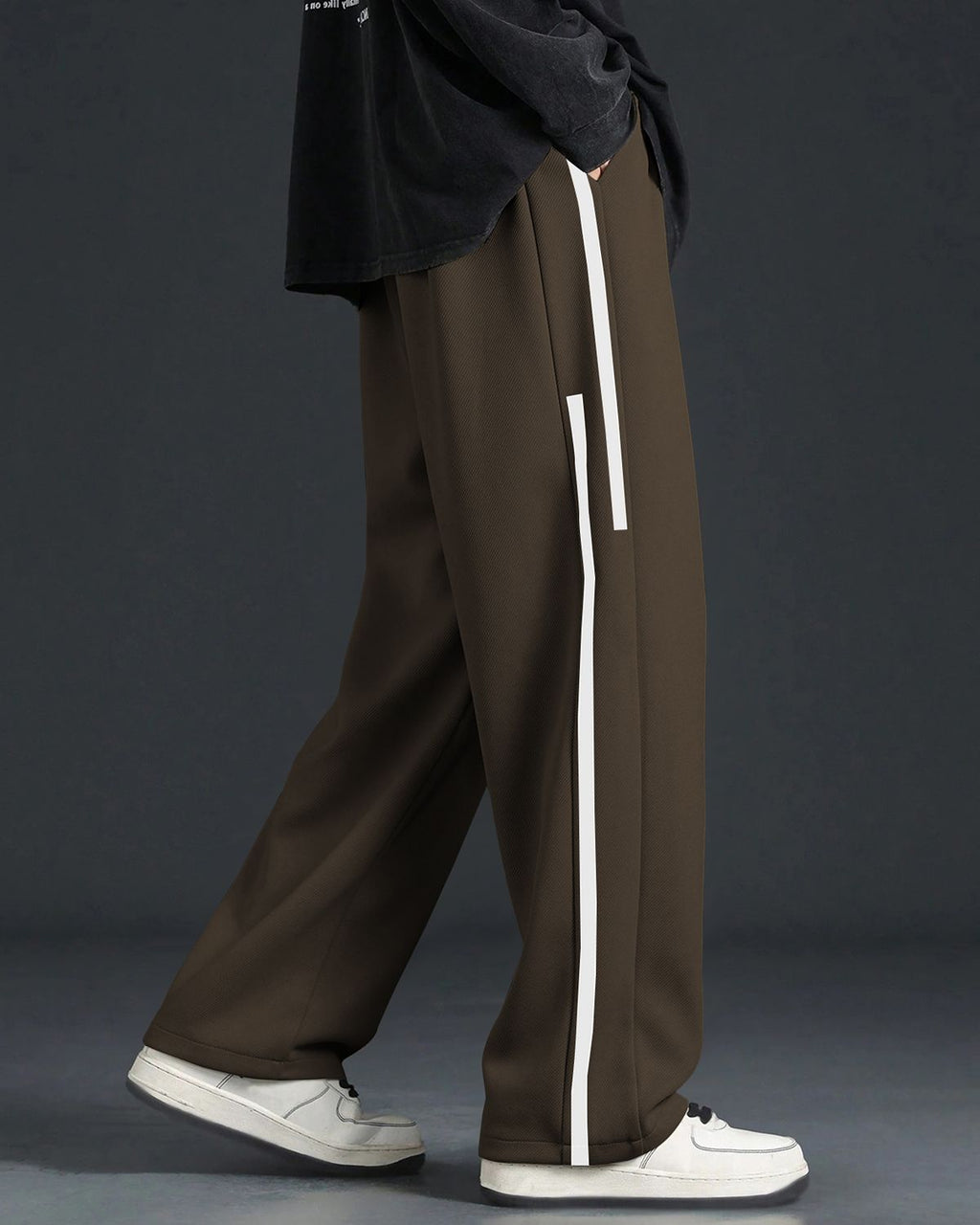 FINGERCROS Men's Premium Street-Style Relaxed-Fit Side-Striped Trousers