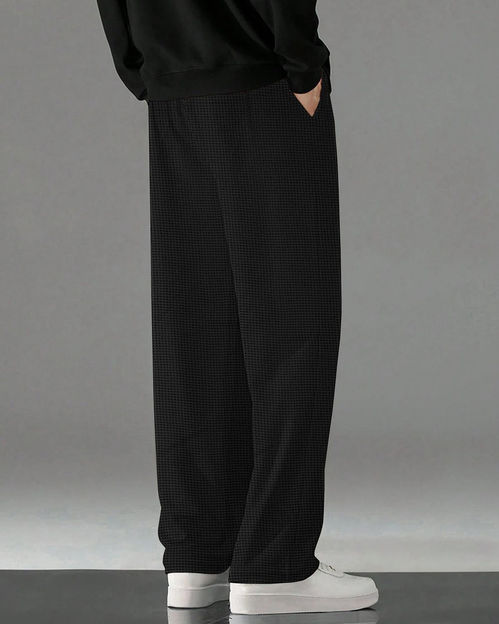 FINGERCROS Men’s Premium Textured Relaxed-Fit Drawstring Trousers