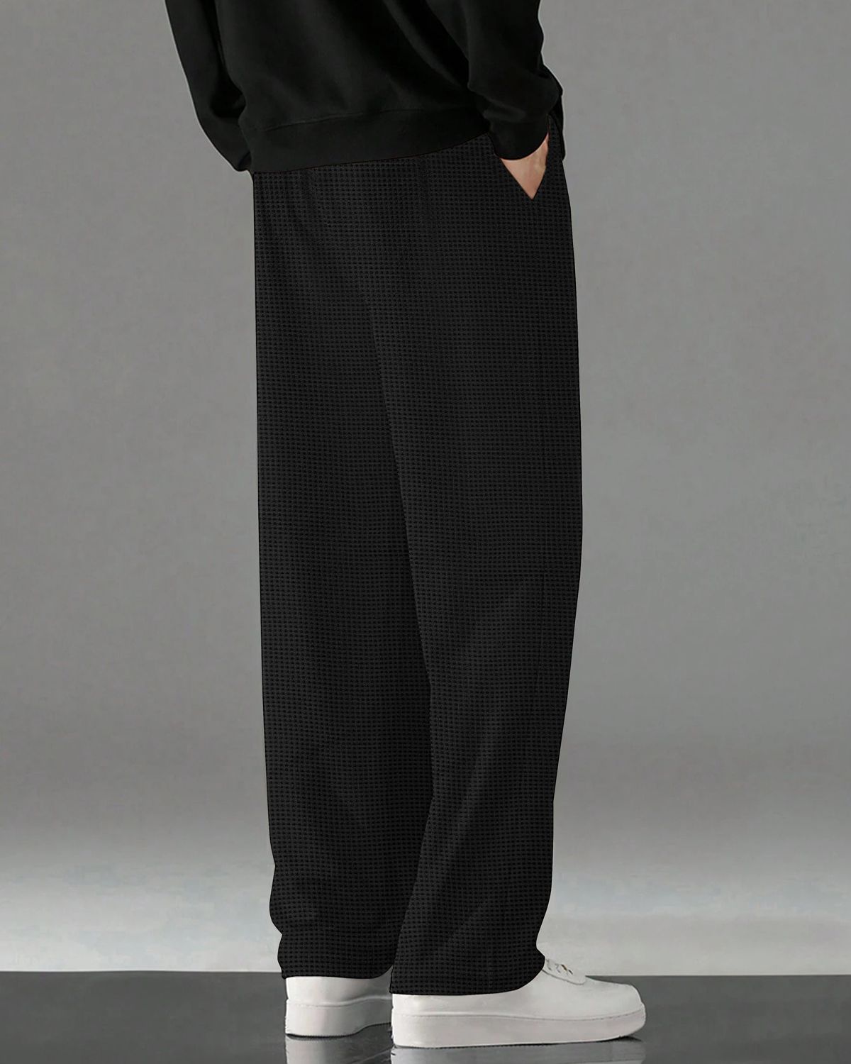 FINGERCROS Men’s Premium Textured Relaxed-Fit Drawstring Trousers
