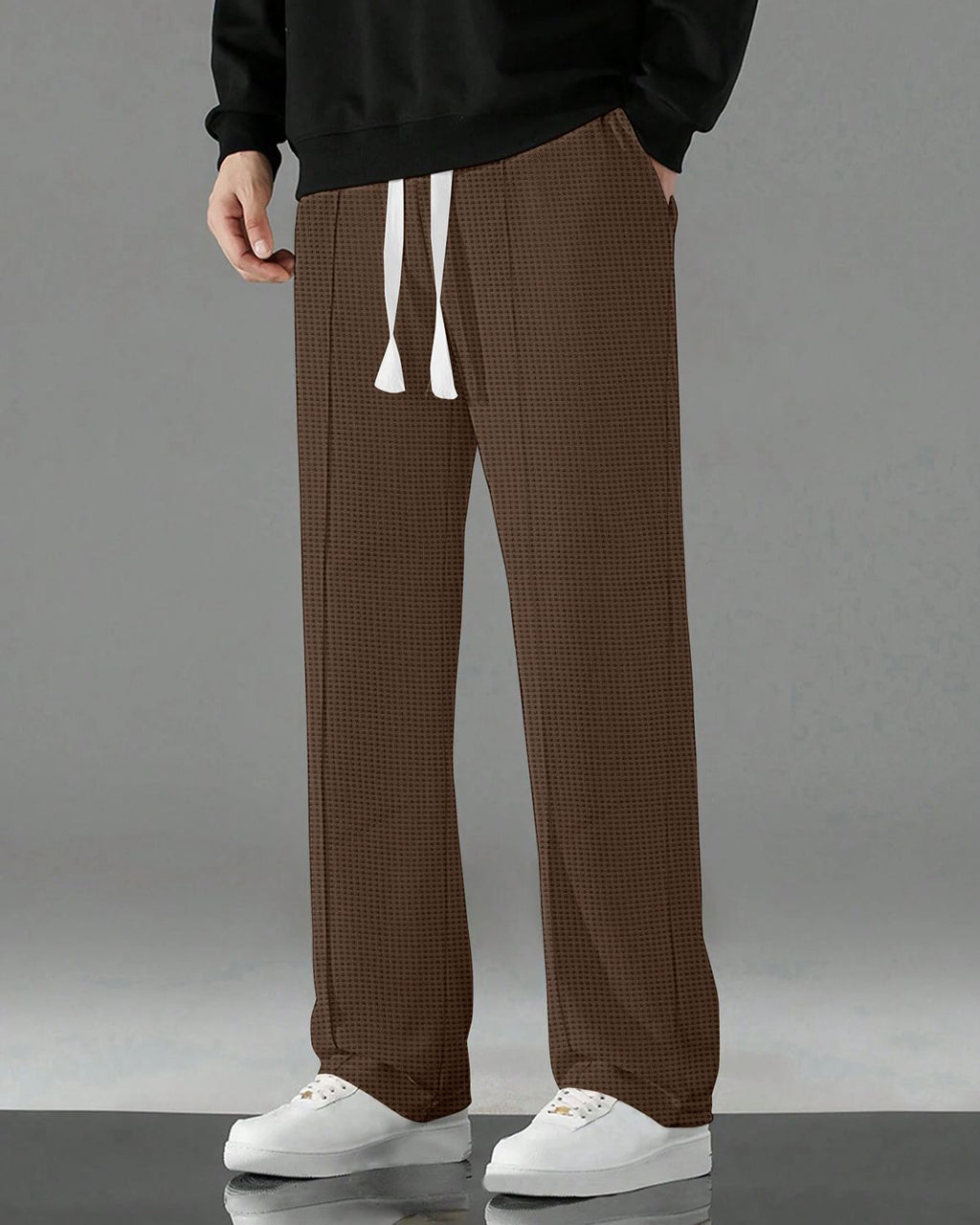 FINGERCROS Men’s Premium Textured Relaxed-Fit Drawstring Trousers