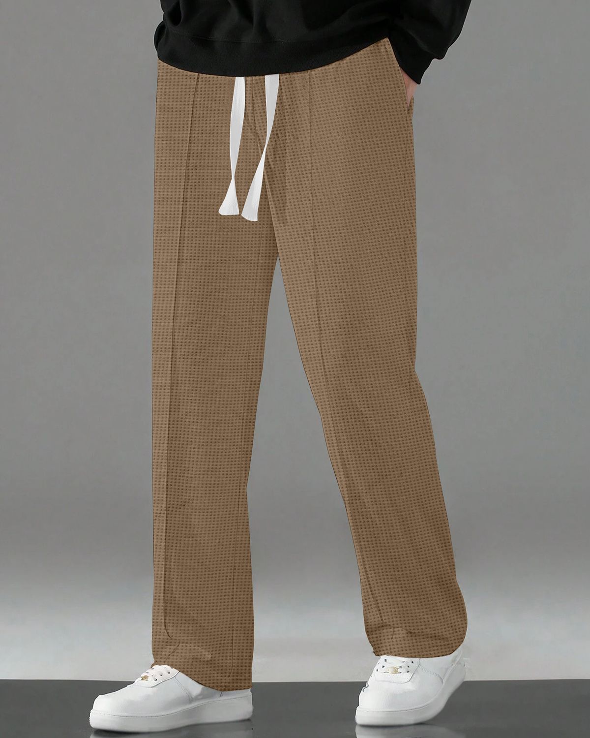 FINGERCROS Men’s Premium Textured Relaxed-Fit Drawstring Trousers