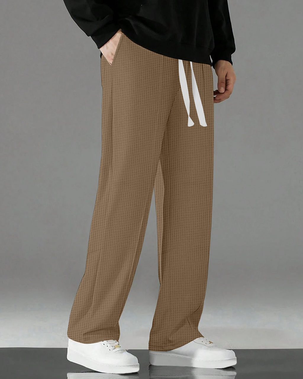 FINGERCROS Men’s Premium Textured Relaxed-Fit Drawstring Trousers