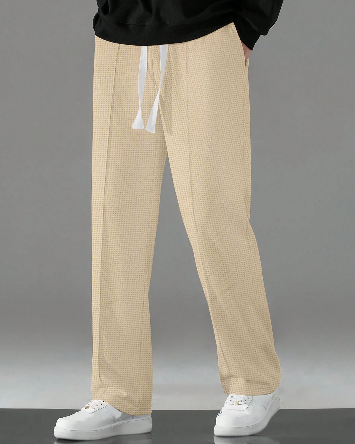 FINGERCROS Men’s Premium Textured Relaxed-Fit Drawstring Trousers