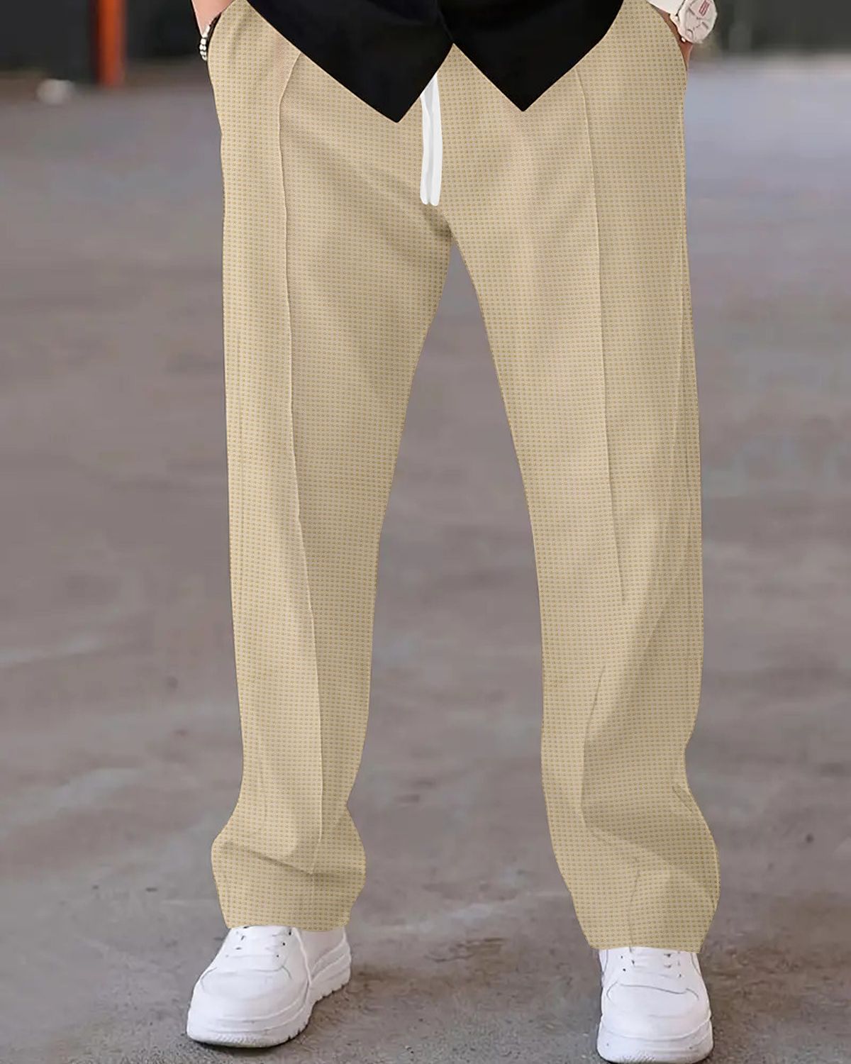 FINGERCROS Men’s Premium Textured Relaxed-Fit Drawstring Trousers
